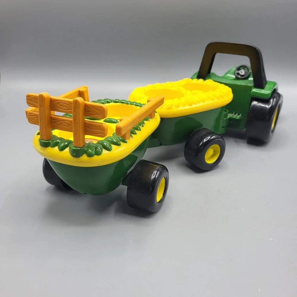 John Deere Animal Sounds Hayride Tractor Toy Kids Green Yellow Works